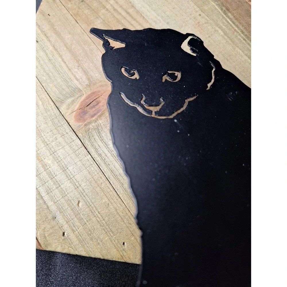 Vintage 1993 Enthuse Design Ann Munson Black Metal Cat Silhouette Candle Holder